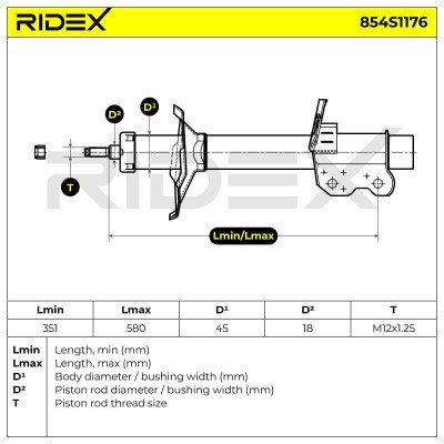 Stoßdämpfer RIDEX 854S1176 854S1176 - foto 6