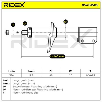 Stoßdämpfer RIDEX 854S1505 854S1505 - foto 6