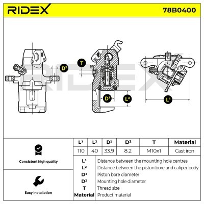 Bremssattel RIDEX 78B0400 78B0400 - foto 6