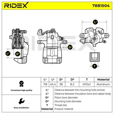 Bremssattel RIDEX 78B1504 78B1504 - foto 5