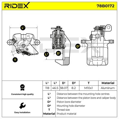 Bremssattel RIDEX 78B0172 78B0172 - foto 4