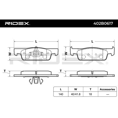Bremsbeläge Satz RIDEX 402B0617 402B0617 - foto 2