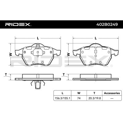 Bremsbeläge Satz RIDEX 402B0249 402B0249 - foto 3