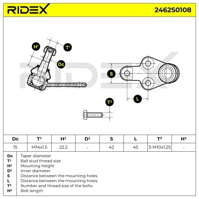 Traggelenk RIDEX 2462S0108 2462S0108 - foto 5
