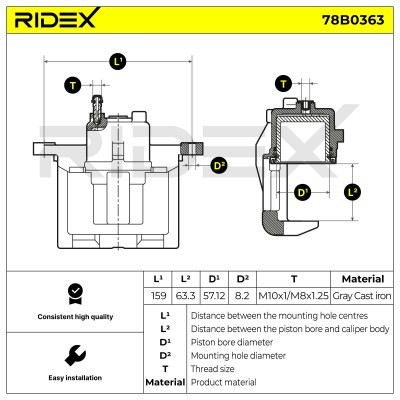 Bremssattel RIDEX 78B0363 78B0363 - foto 7