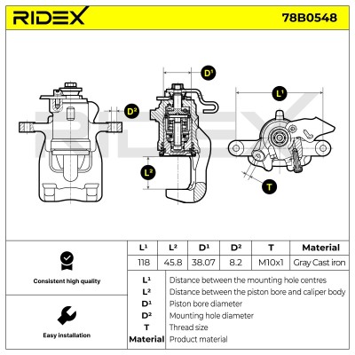 Bremssattel RIDEX 78B0548 78B0548 - foto 6
