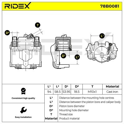 Bremssattel RIDEX 78B0081 78B0081 - foto 2