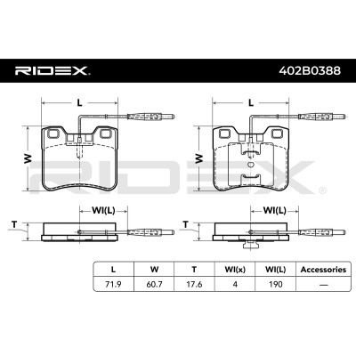 Bremsbeläge Satz RIDEX 402B0388 402B0388 - foto 7