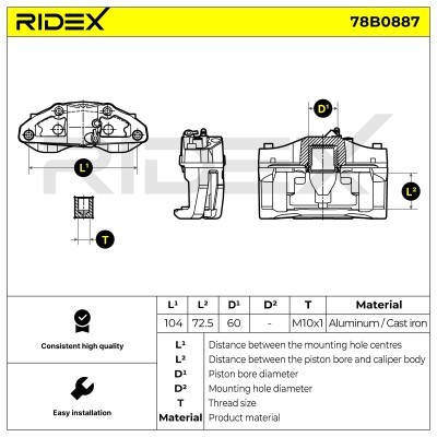 Bremssattel RIDEX 78B0887 78B0887 - foto 7