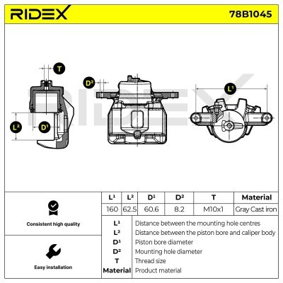 Bremssattel RIDEX 78B1045 78B1045 - foto 5