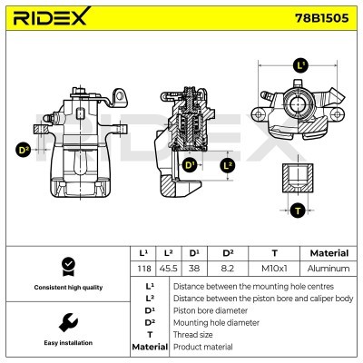Bremssattel RIDEX 78B1505 78B1505 - foto 5