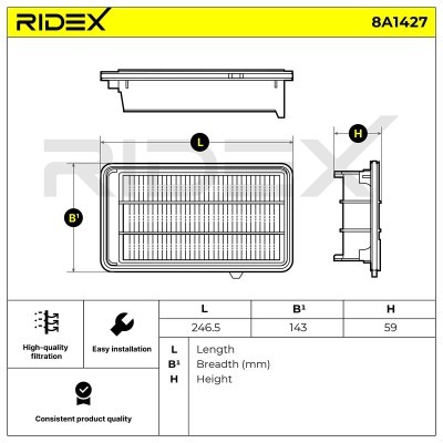 Luftfilter RIDEX 8A1427 8A1427 - foto 7