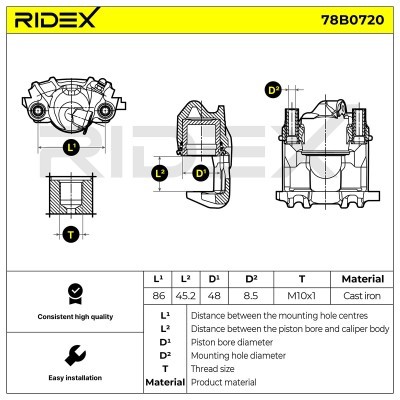 Bremssattel RIDEX 78B0720 78B0720 - foto 3