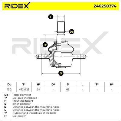 Traggelenk RIDEX 2462S0374 2462S0374 - foto 5