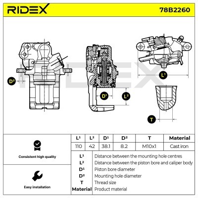 Bremssattel RIDEX 78B2260 78B2260 - foto 3