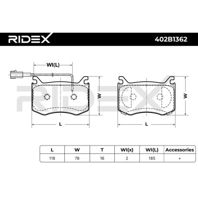 Bremsbeläge Satz RIDEX 402B1362 402B1362 - foto 7