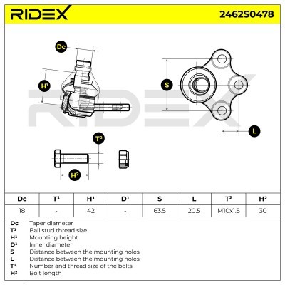 Traggelenk RIDEX 2462S0478 2462S0478 - foto 6