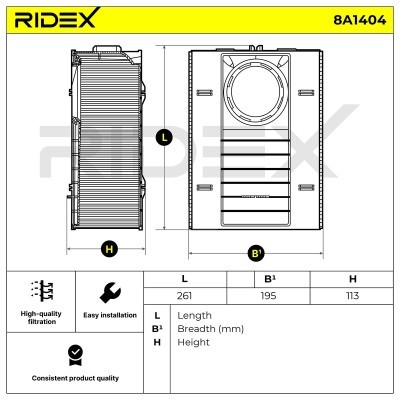 Luftfilter RIDEX 8A1404 8A1404 - foto 6