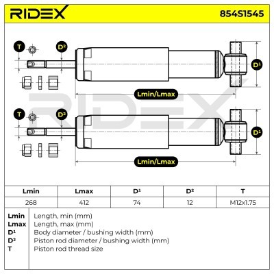 Stoßdämpfer RIDEX 854S1545 854S1545 - foto 5