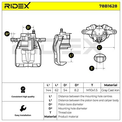 Bremssattel RIDEX 78B1628 78B1628 - foto 6