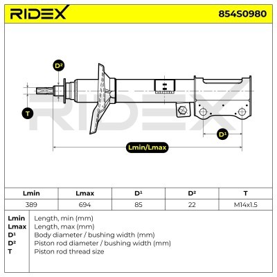 Stoßdämpfer RIDEX 854S0980 854S0980 - foto 6
