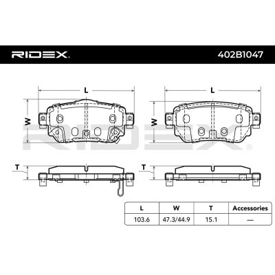 Bremsbeläge Satz RIDEX 402B1047 402B1047 - foto 2