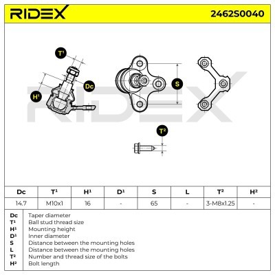 Traggelenk RIDEX 2462S0040 2462S0040 - foto 7