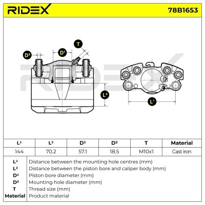 Bremssattel RIDEX 78B1653 78B1653 - foto 7