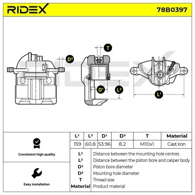 Bremssattel RIDEX 78B0397 78B0397 - foto 2