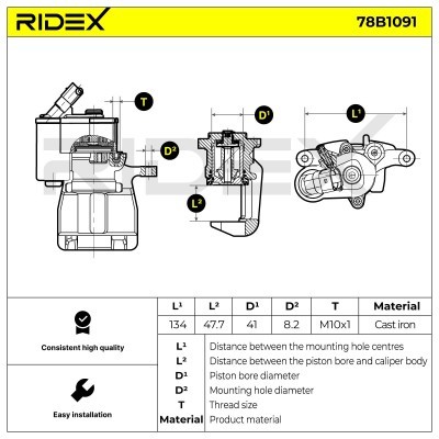 Bremssattel RIDEX 78B1091 78B1091 - foto 6
