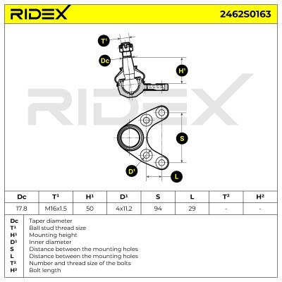 Traggelenk RIDEX 2462S0163 2462S0163 - foto 6