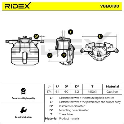 Bremssattel RIDEX 78B0190 78B0190 - foto 5
