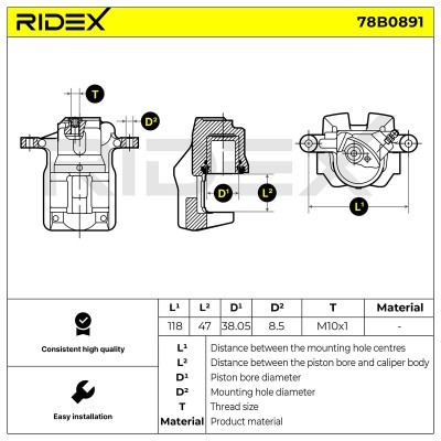 Bremssattel RIDEX 78B0891 78B0891 - foto 3
