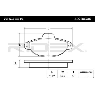 Bremsbeläge Satz RIDEX 402B0306 402B0306 - foto 3