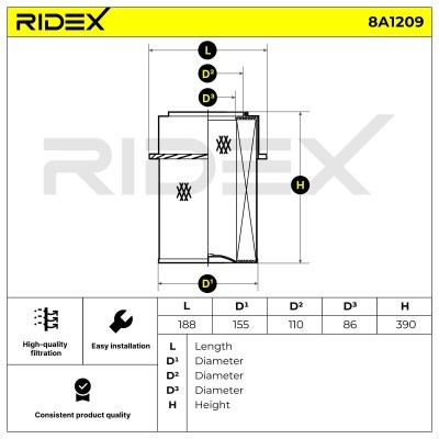Luftfilter RIDEX 8A1209 8A1209 - foto 6