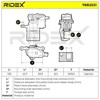 Bremssattel RIDEX 78B2531 78B2531 - foto 7