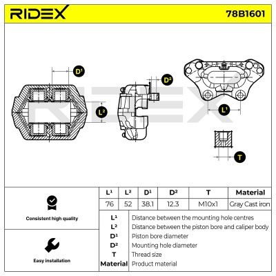 Bremssattel RIDEX 78B1601 78B1601 - foto 6