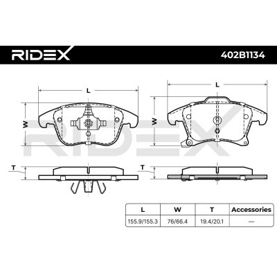 Bremsbeläge Satz RIDEX 402B1134 402B1134 - foto 6