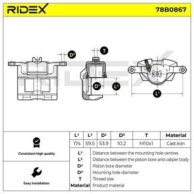 Bremssattel RIDEX 78B0867 78B0867 - foto 6