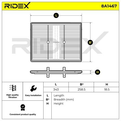 Luftfilter RIDEX 8A1467 8A1467 - foto 6