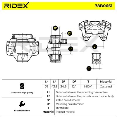 Bremssattel RIDEX 78B0661 78B0661 - foto 5