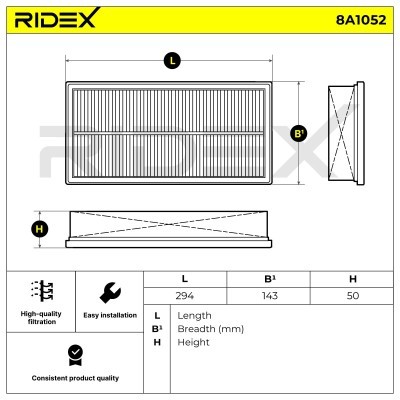 Luftfilter RIDEX 8A1052 8A1052 - foto 6