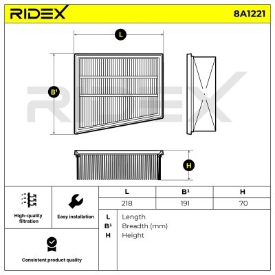 Luftfilter RIDEX 8A1221 8A1221 - foto 6