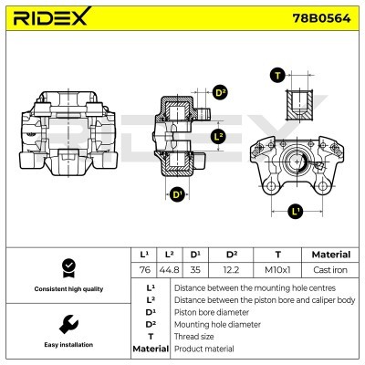 Bremssattel RIDEX 78B0564 78B0564 - foto 8