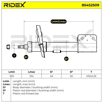 Stoßdämpfer RIDEX 854S2509 854S2509 - foto 8