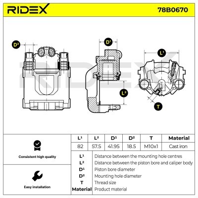 Bremssattel RIDEX 78B0670 78B0670 - foto 6