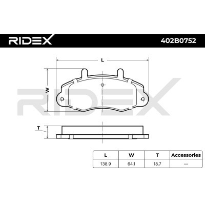 Bremsbeläge Satz RIDEX 402B0752 402B0752 - foto 3