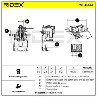 Bremssattel RIDEX 78B1333 78B1333 - foto 6