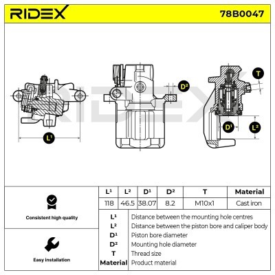 Bremssattel RIDEX 78B0047 78B0047 - foto 5