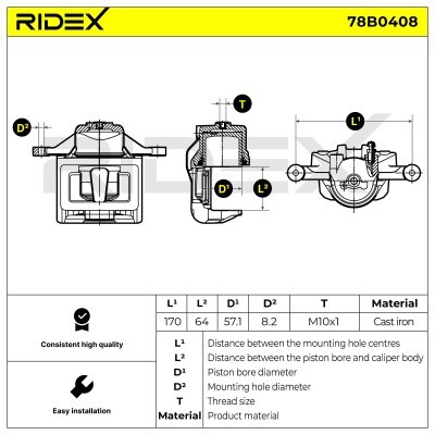 Bremssattel RIDEX 78B0408 78B0408 - foto 7